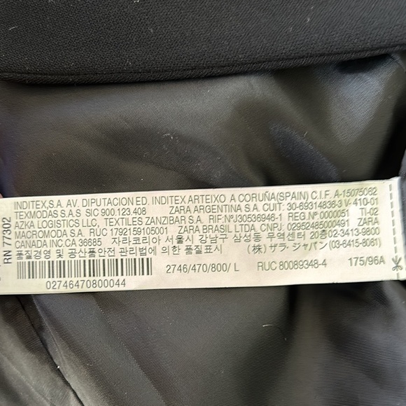 Zara Black Roll Button Sleeve Open Front Blazer Jacket - L - Picture 14 of 16